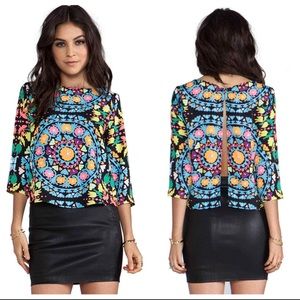 Mara Hoffman Open Back Neon Tribal Print Top RARE FIND